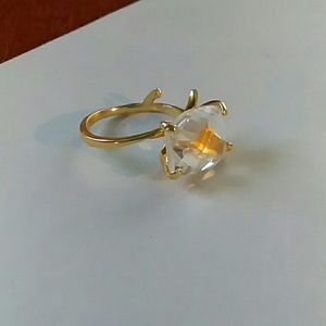 Gold Tone Vine Ring with Stone